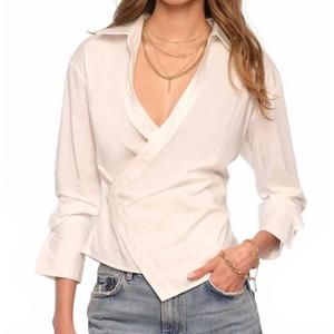 NEW HEARTLOOM wrap button up shirt in white